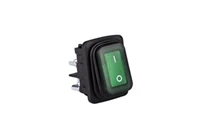 30*22mm Black Body 2NO with Illumination with Screw (0-I) Marked Green A54 Series Rocker Switch
